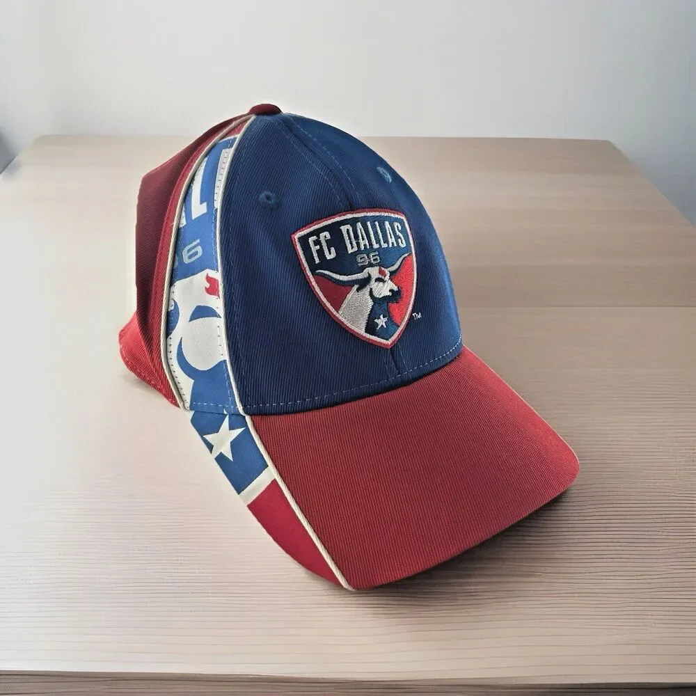 FC Dallas 96 MLS Adidas Small/Medium Adult Fitmax 70 Hat Cap‎ Blue/Red/White